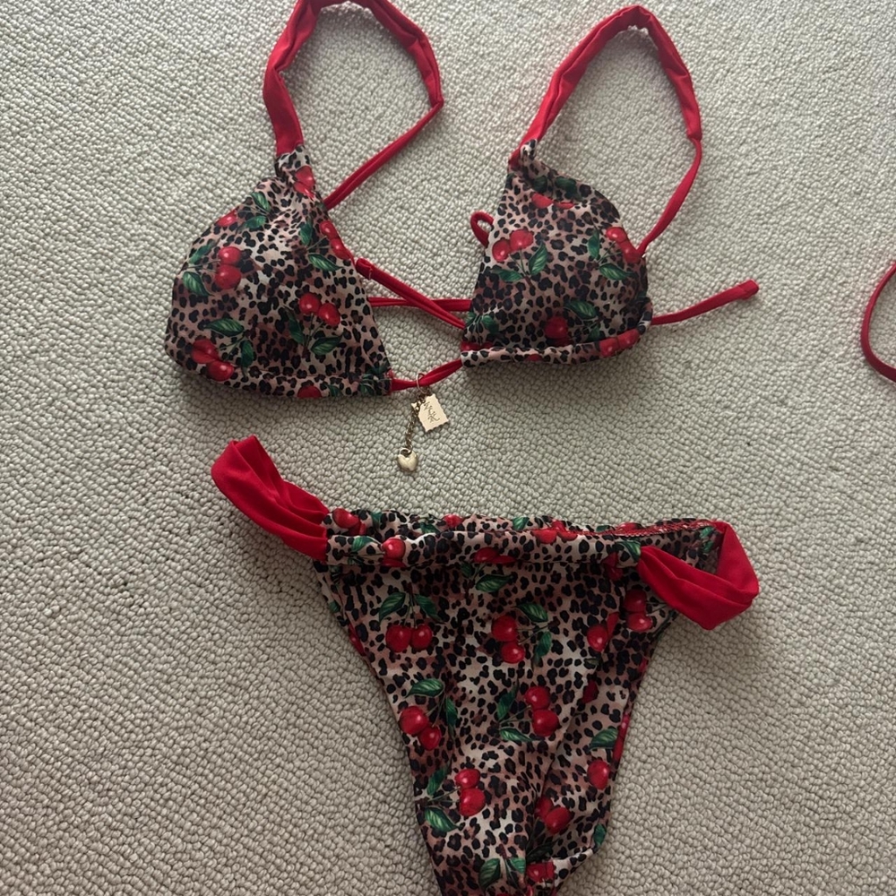 Leopard Print Bikini with Cherry Design